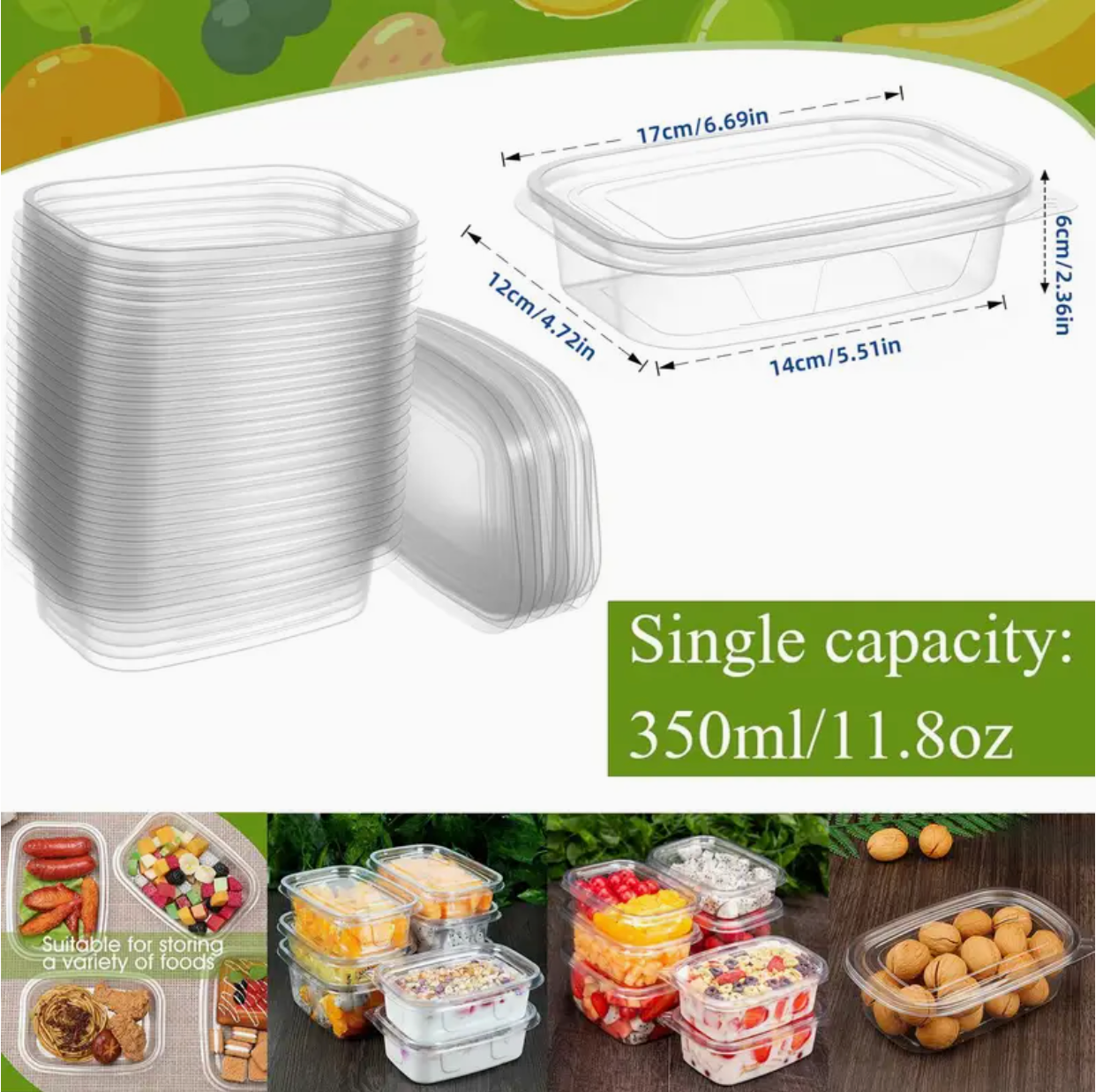 10-Piece Leakproof Food Storage Containers (350ml) with Airtight Lids