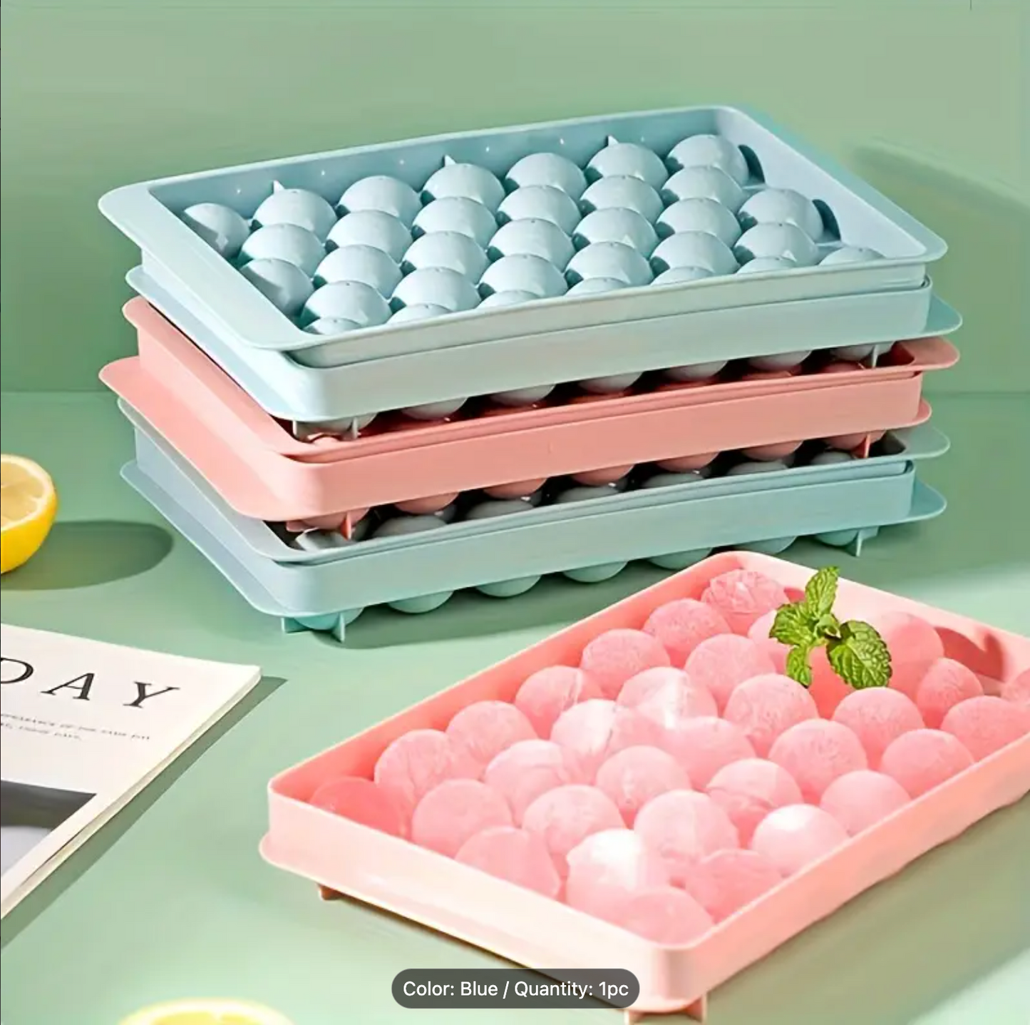 Round Ice Cube Tray with Lid – Food-Grade Ice Ball Mold