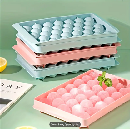 Round Ice Cube Tray with Lid – Food-Grade Ice Ball Mold