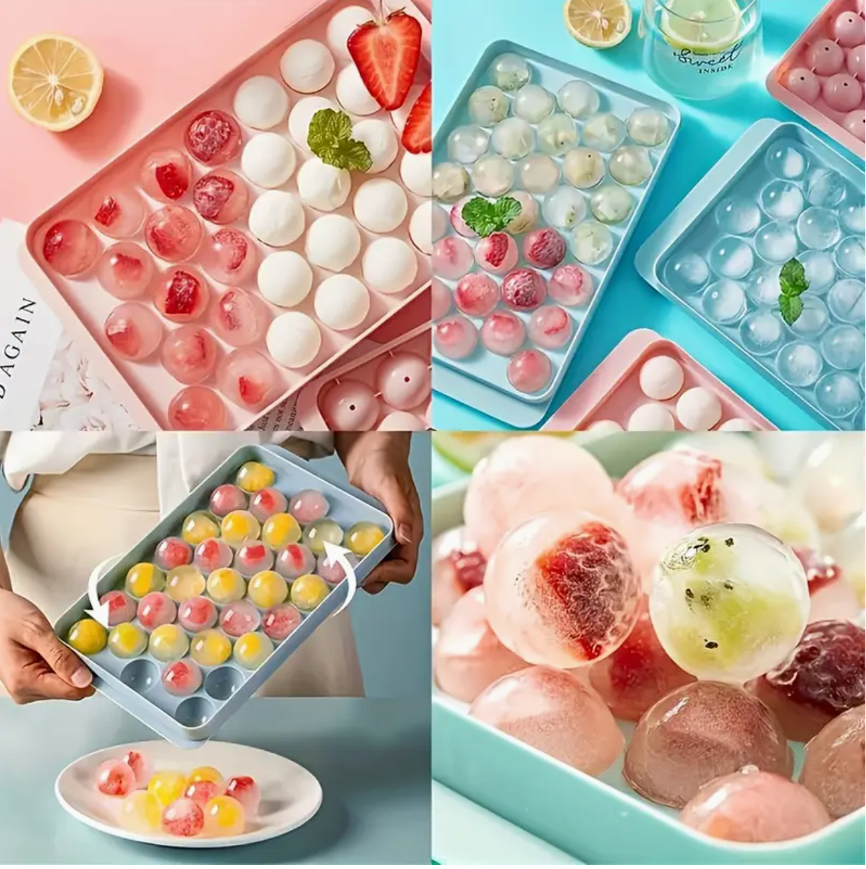 Round Ice Cube Tray with Lid – Food-Grade Ice Ball Mold