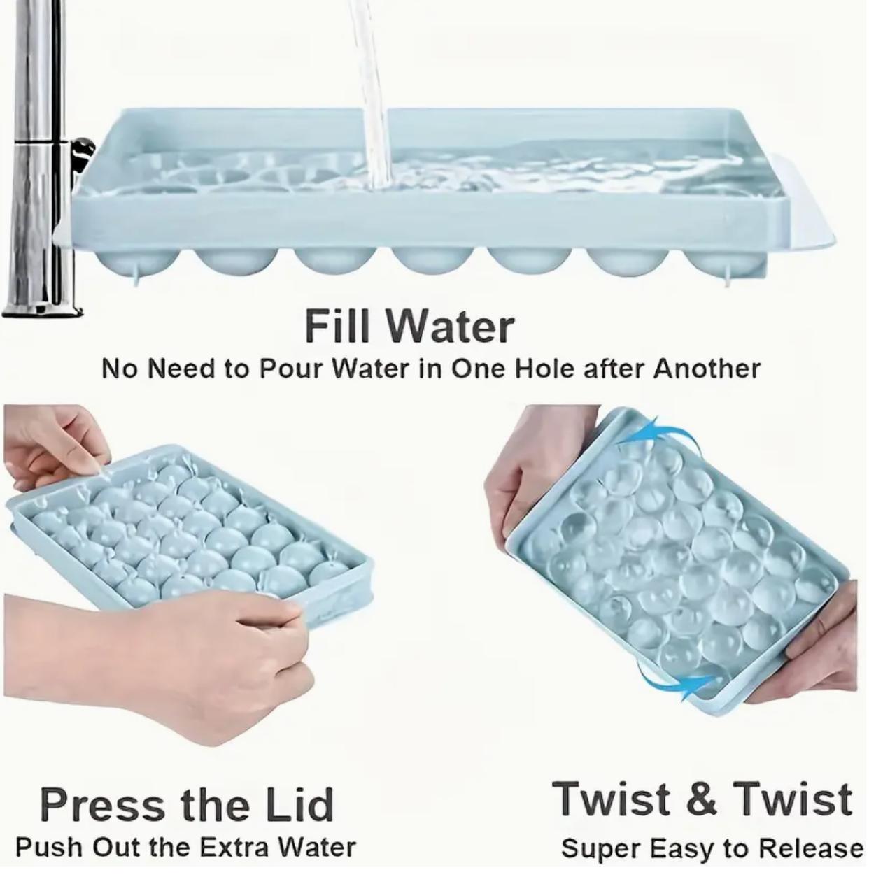 Round Ice Cube Tray with Lid – Food-Grade Ice Ball Mold