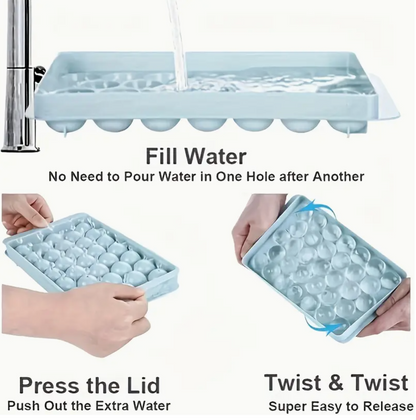 Round Ice Cube Tray with Lid – Food-Grade Ice Ball Mold