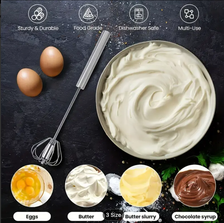 Stainless Steel Hand Whisk & Milk Frother for Baking and Eggs