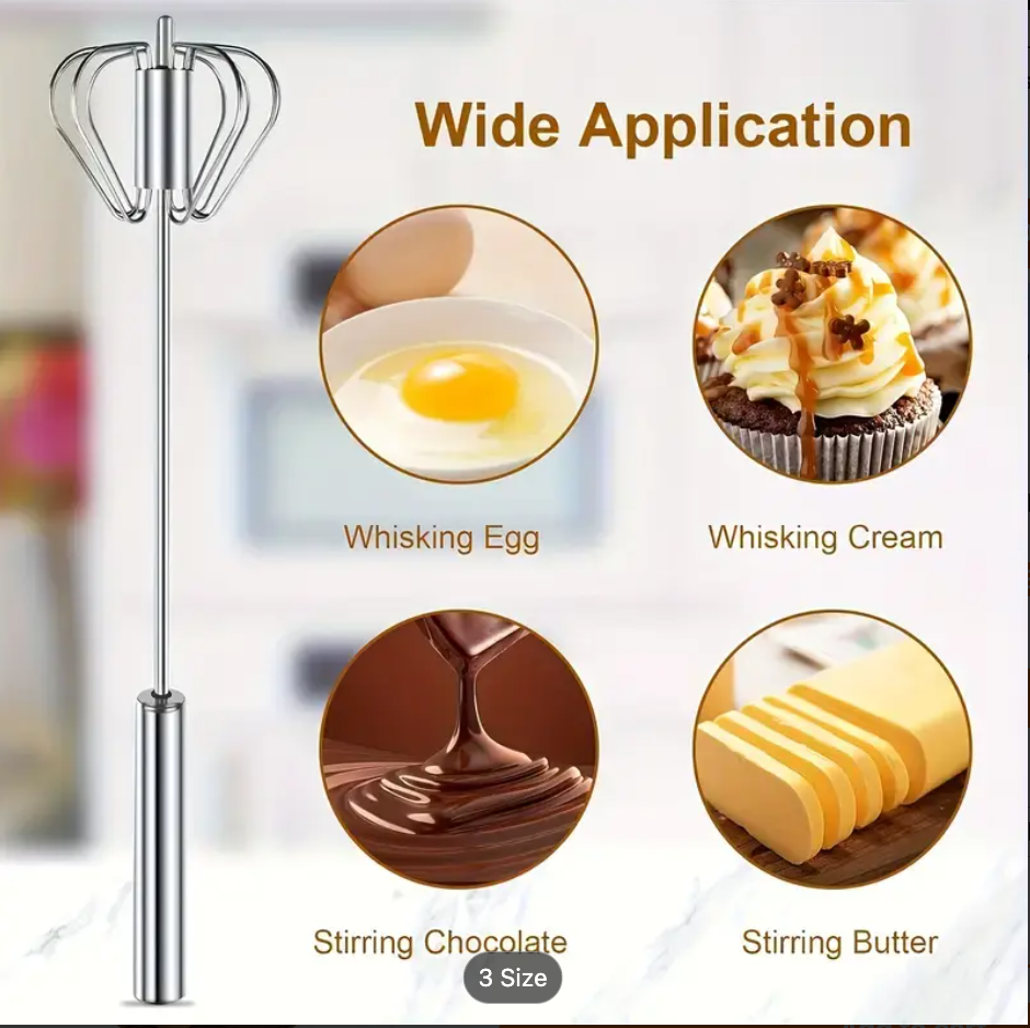 Stainless Steel Hand Whisk & Milk Frother for Baking and Eggs