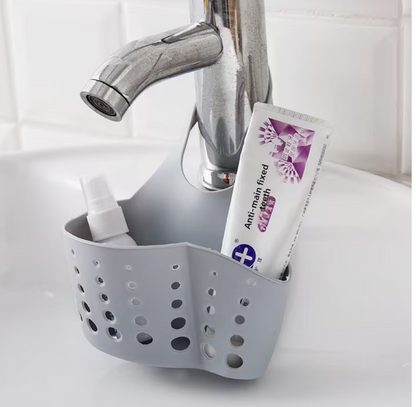 Adjustable Sink Organizer Draining Basket with Hooks for Kitchen