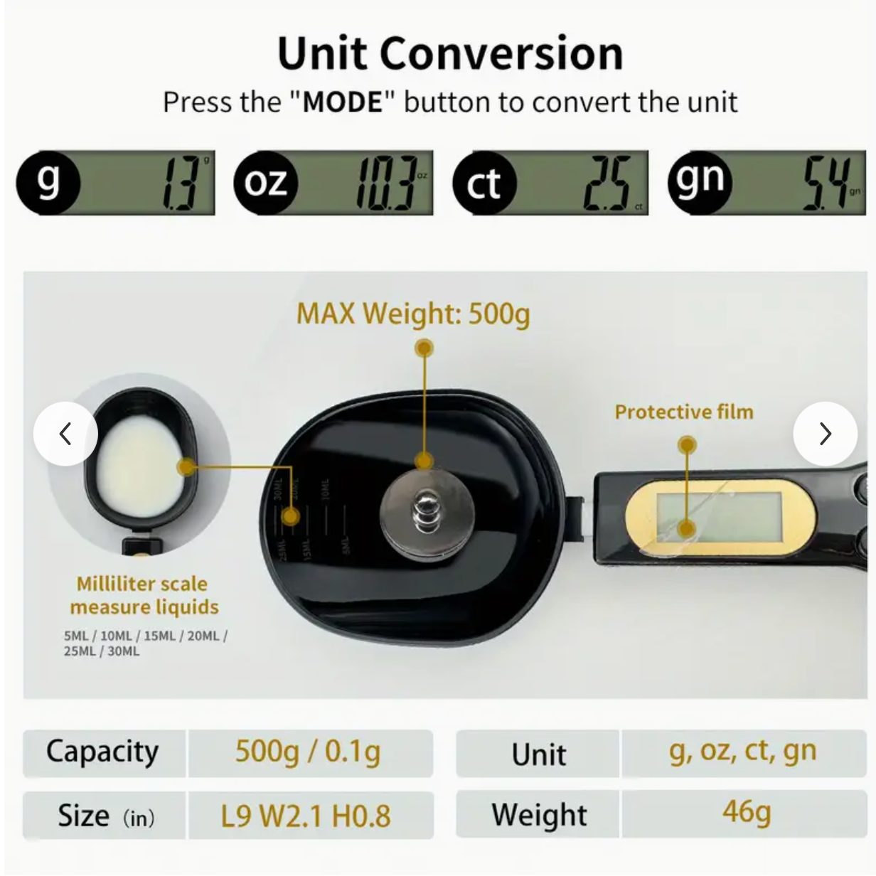 Digital Measuring Spoon Scale with LCD Display (0.1g–500g)