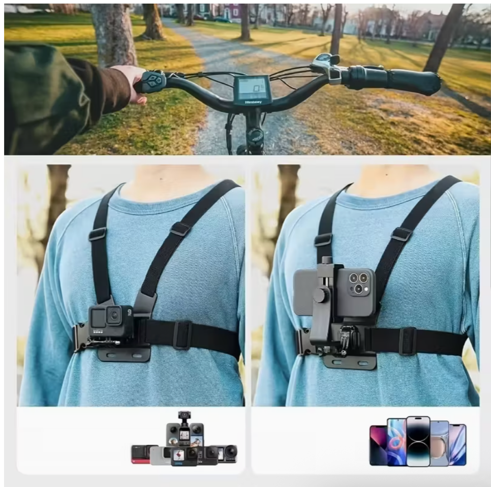 Universal Adjustable Chest Strap Mount for Action Cameras & Phones
