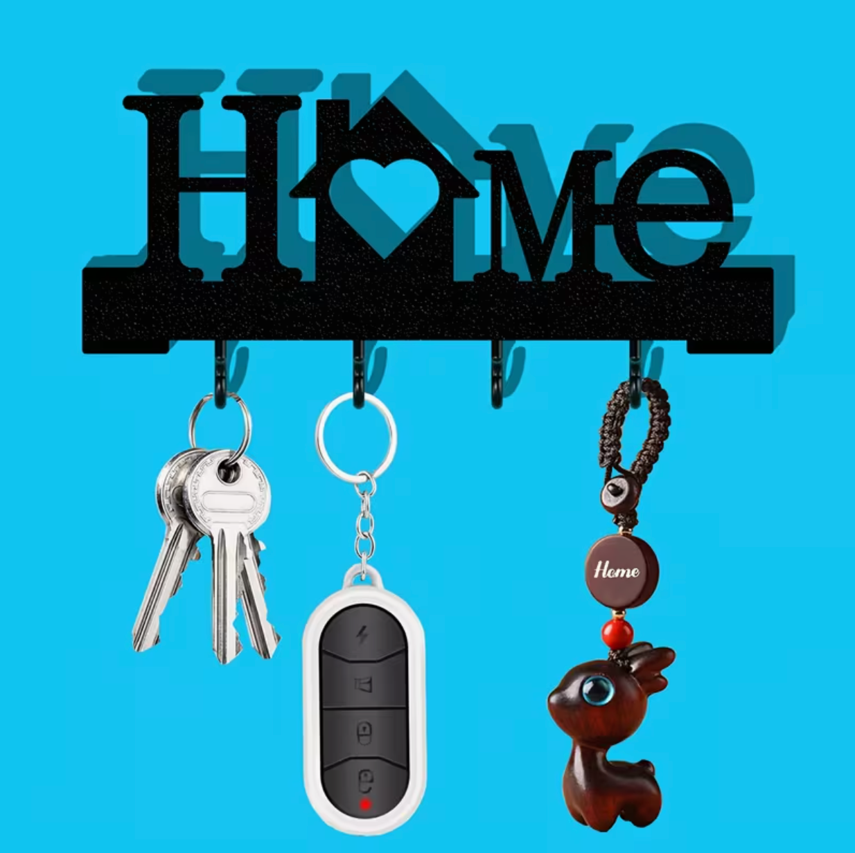 Wall Mounted Key Holder with Hooks – No Drill Entryway Organizer with Nano Tape