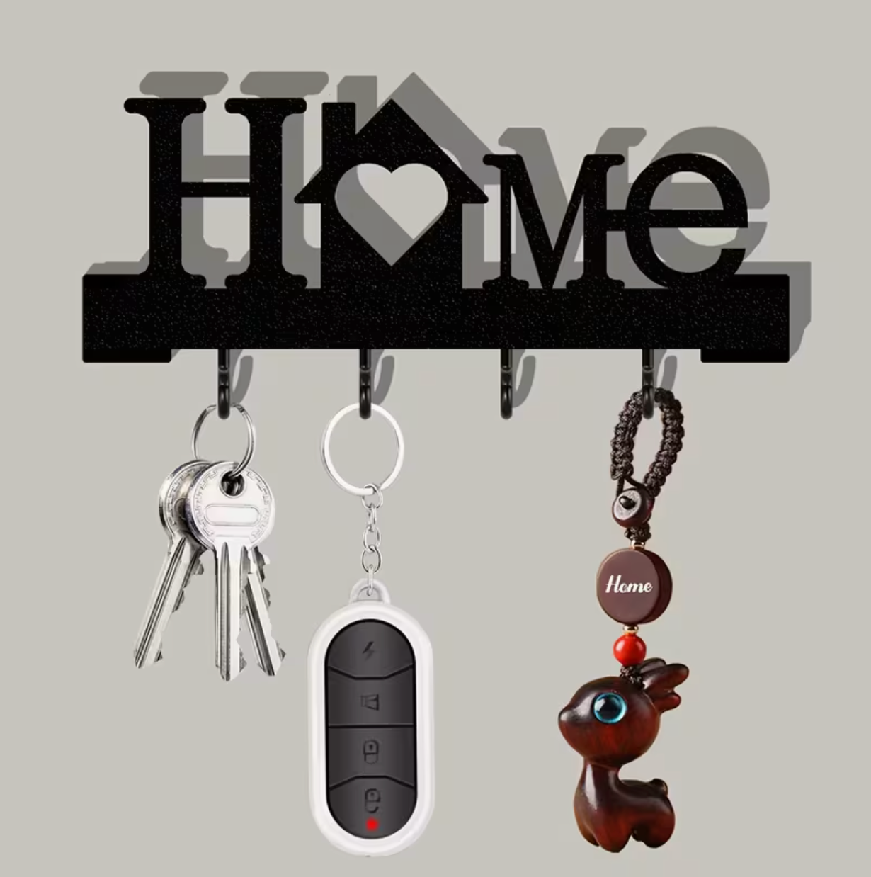 Wall Mounted Key Holder with Hooks – No Drill Entryway Organizer with Nano Tape